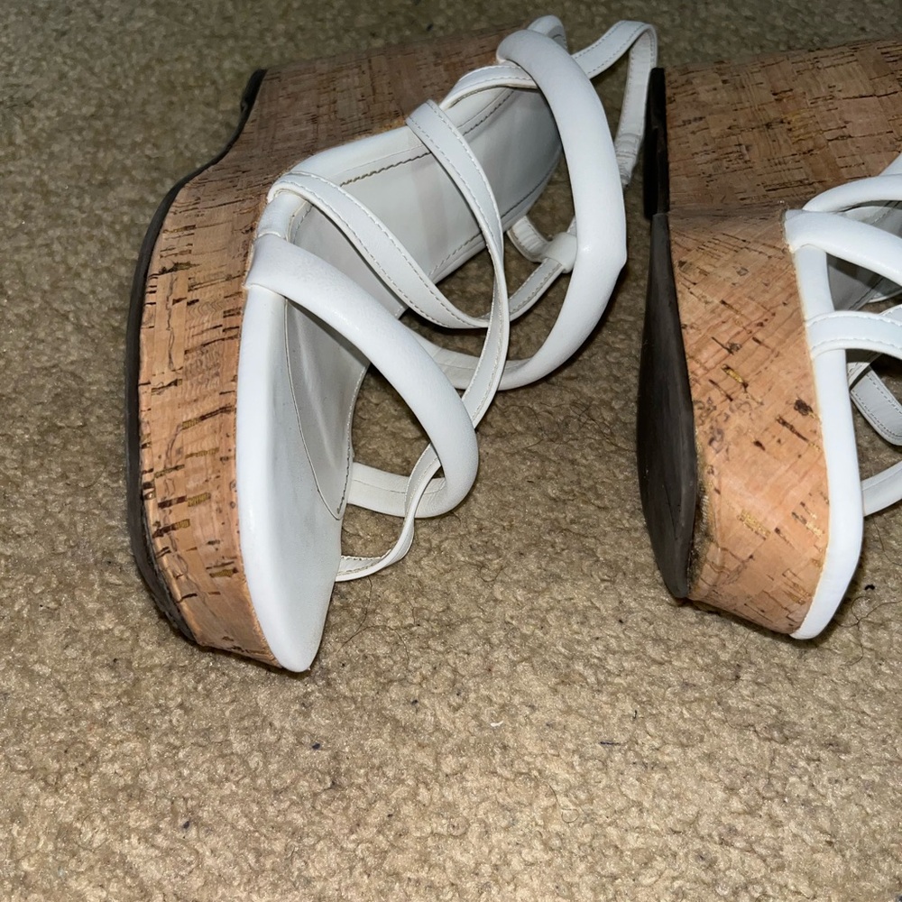 White Strappy Wedge Sandals - Picture 8 of 10